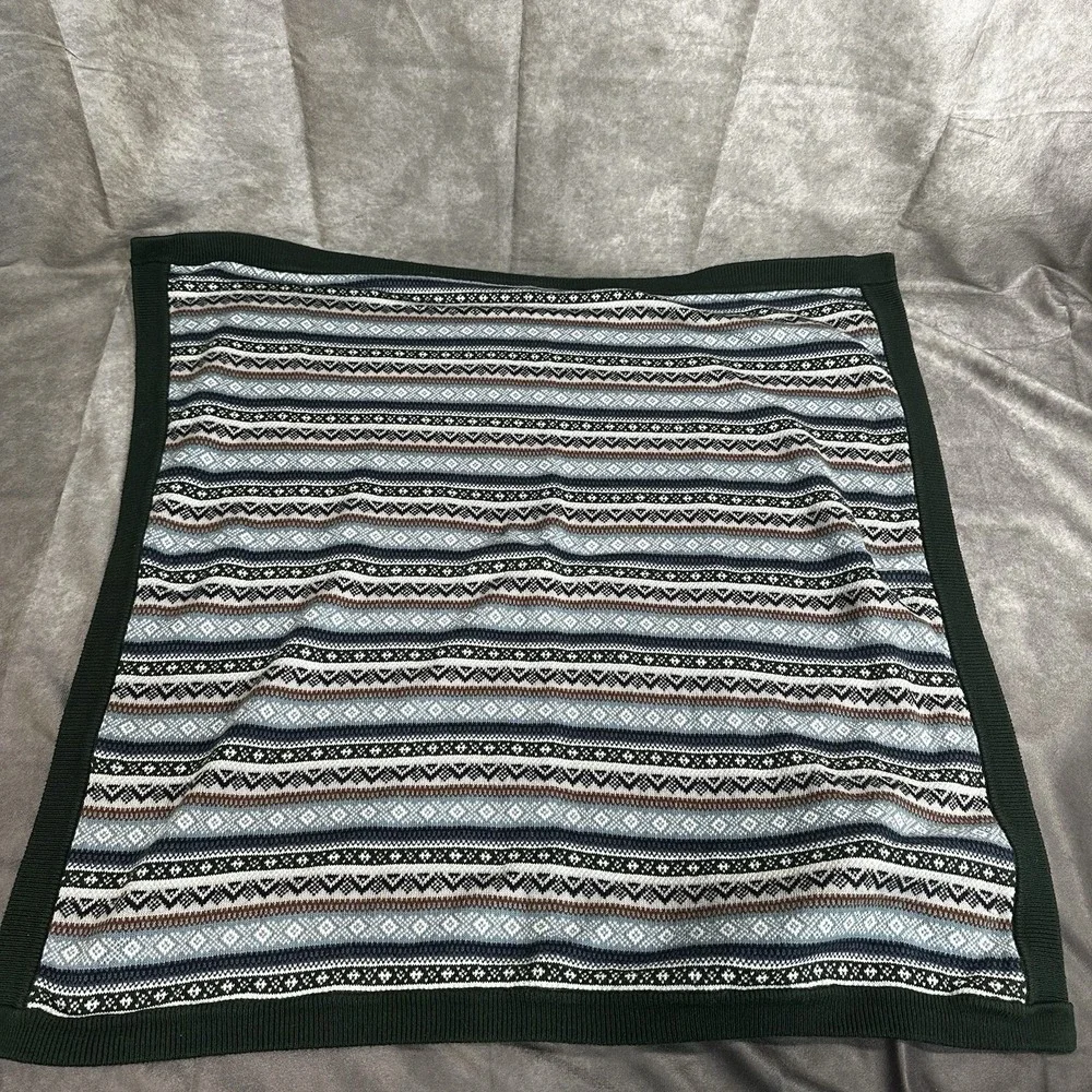 Gymboree Fair Isle Boy's Green Blue Gray Sweater Blanket  30